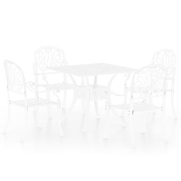 vidaXL 5-tlg. Bistro-Set Aluminiumguss Weiß
