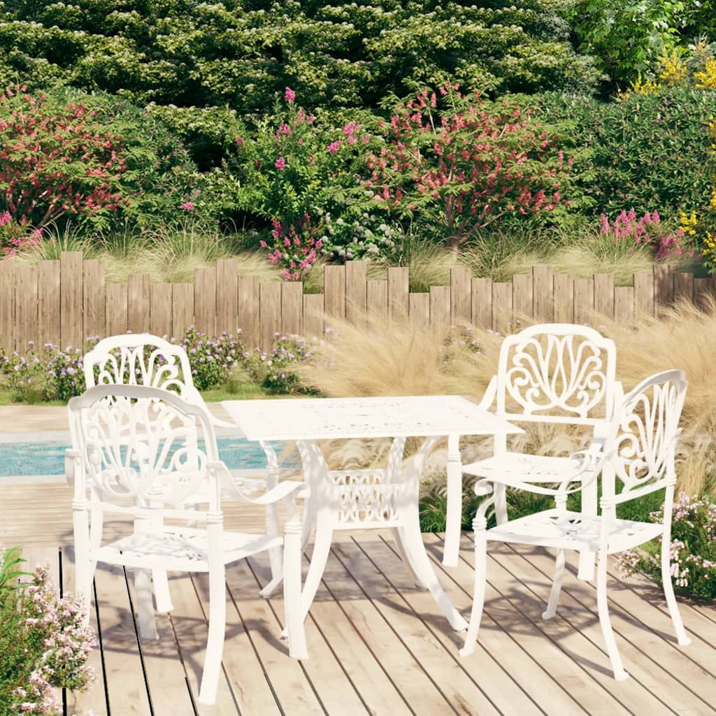 vidaXL Ensemble de bistrot 5 pcs en fonte d'aluminium Blanc