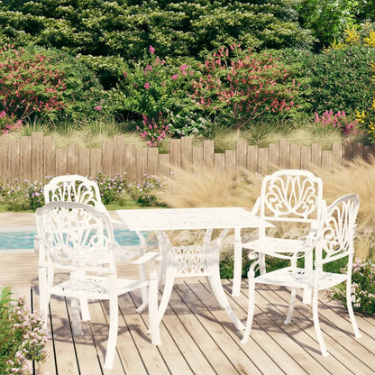 vidaXL Ensemble de bistrot 5 pcs en fonte d'aluminium Blanc