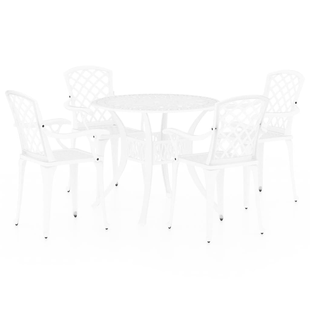 vidaXL Ensemble de bistrot 5 pcs en fonte d'aluminium Blanc