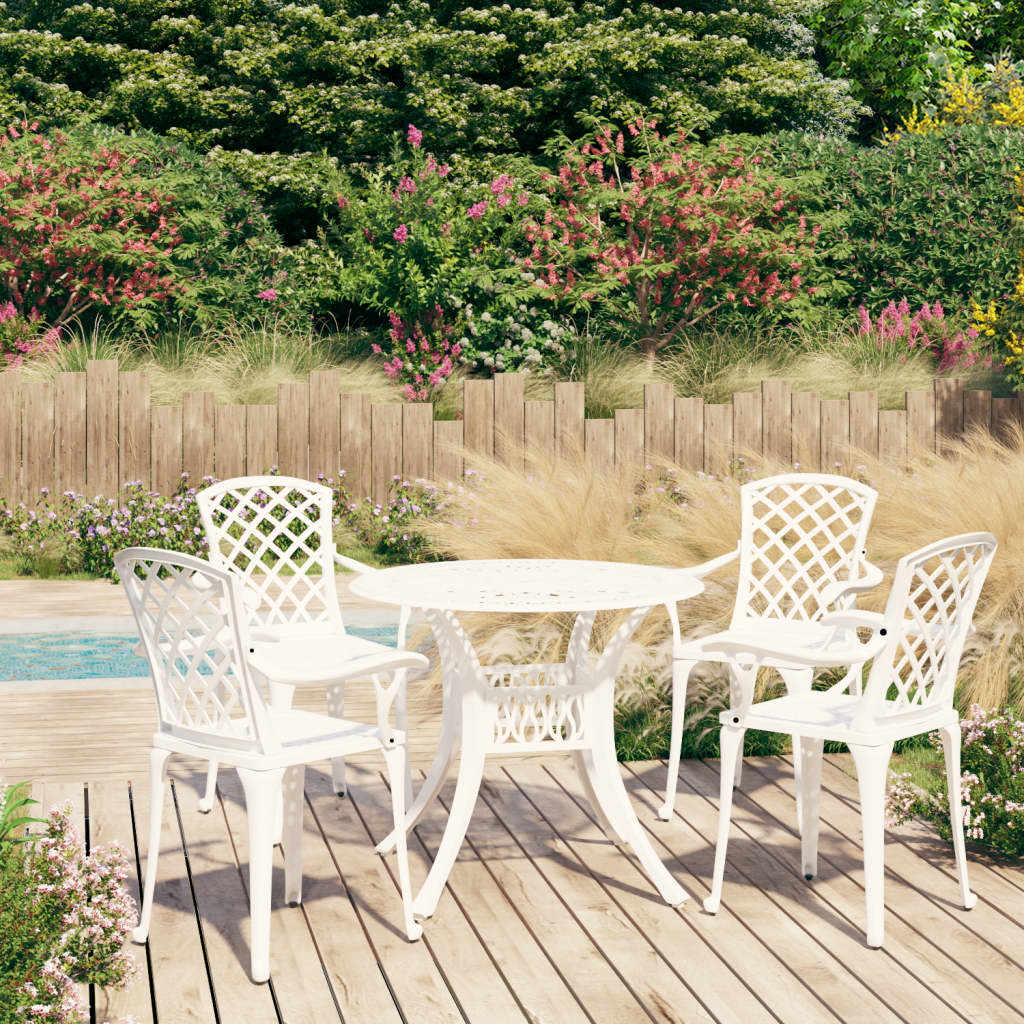 vidaXL Ensemble de bistrot 5 pcs en fonte d'aluminium Blanc