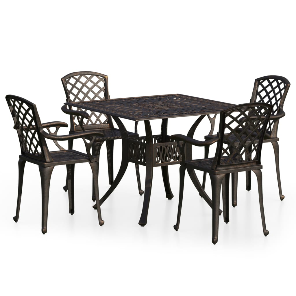 vidaXL Ensemble de bistrot 5 pcs Aluminium coulé Bronze