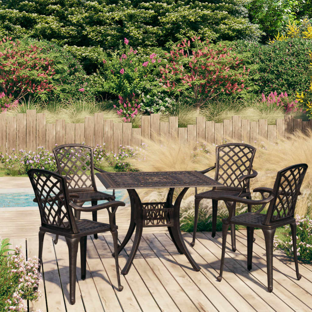vidaXL Ensemble de bistrot 5 pcs Aluminium coulé Bronze
