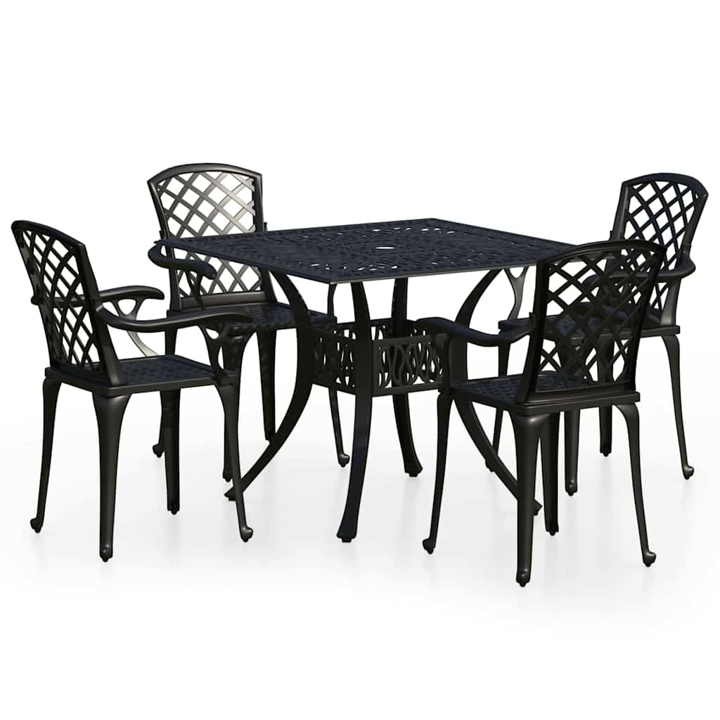 vidaXL Ensemble de bistrot 5 pièces en aluminium moulé Noir
