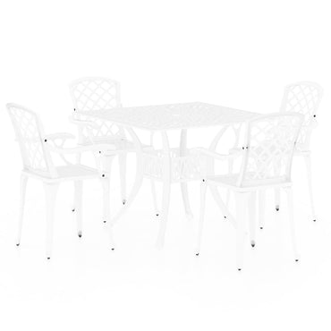 vidaXL 5-tlg. Bistro-Set Aluminiumguss Weiß