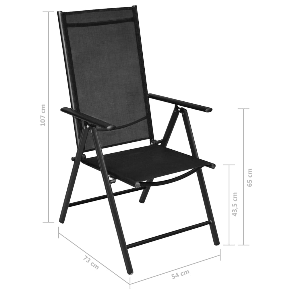 vidaXL 5-tlg. Garten-Essgruppe Aluminium und Textilene Schwarz