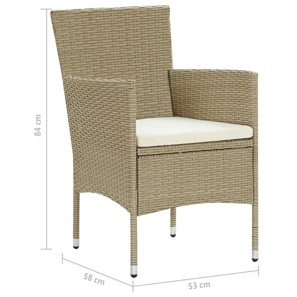vidaXL 5-tlg. Garten-Essgruppe Beige