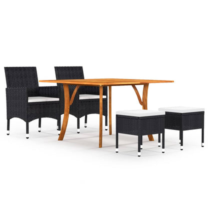 vidaXL Ensemble repas de jardin 5 pcs noir