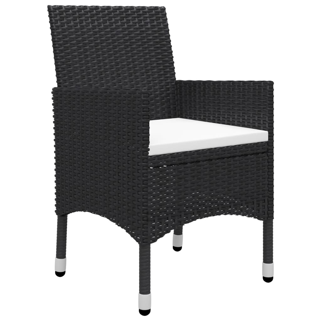 vidaXL Ensemble repas de jardin 5 pcs noir