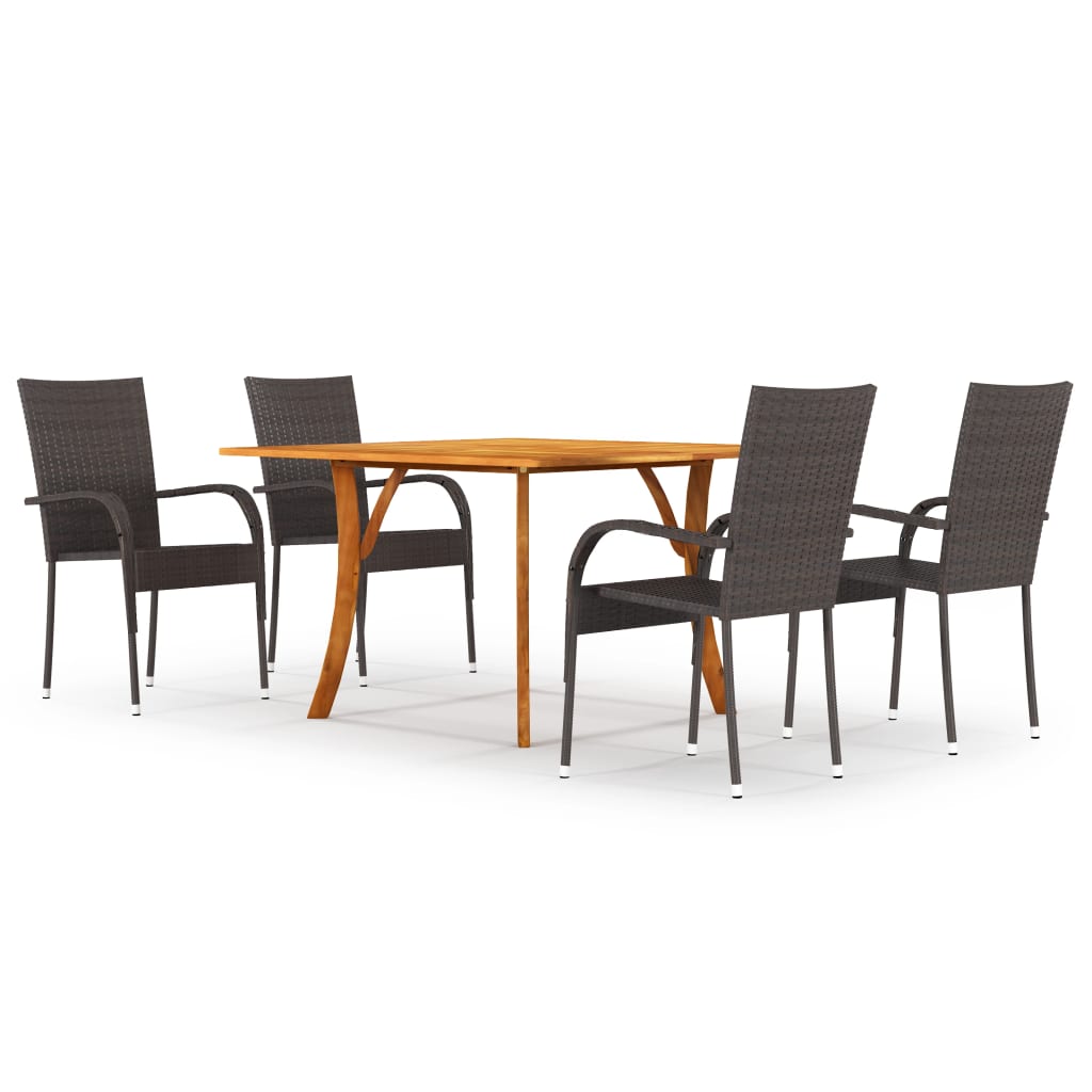 vidaXL Ensemble de salle à manger de jardin 5 pcs marron