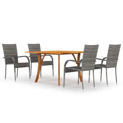 vidaXL Salle à manger de jardin 5 pcs Gris