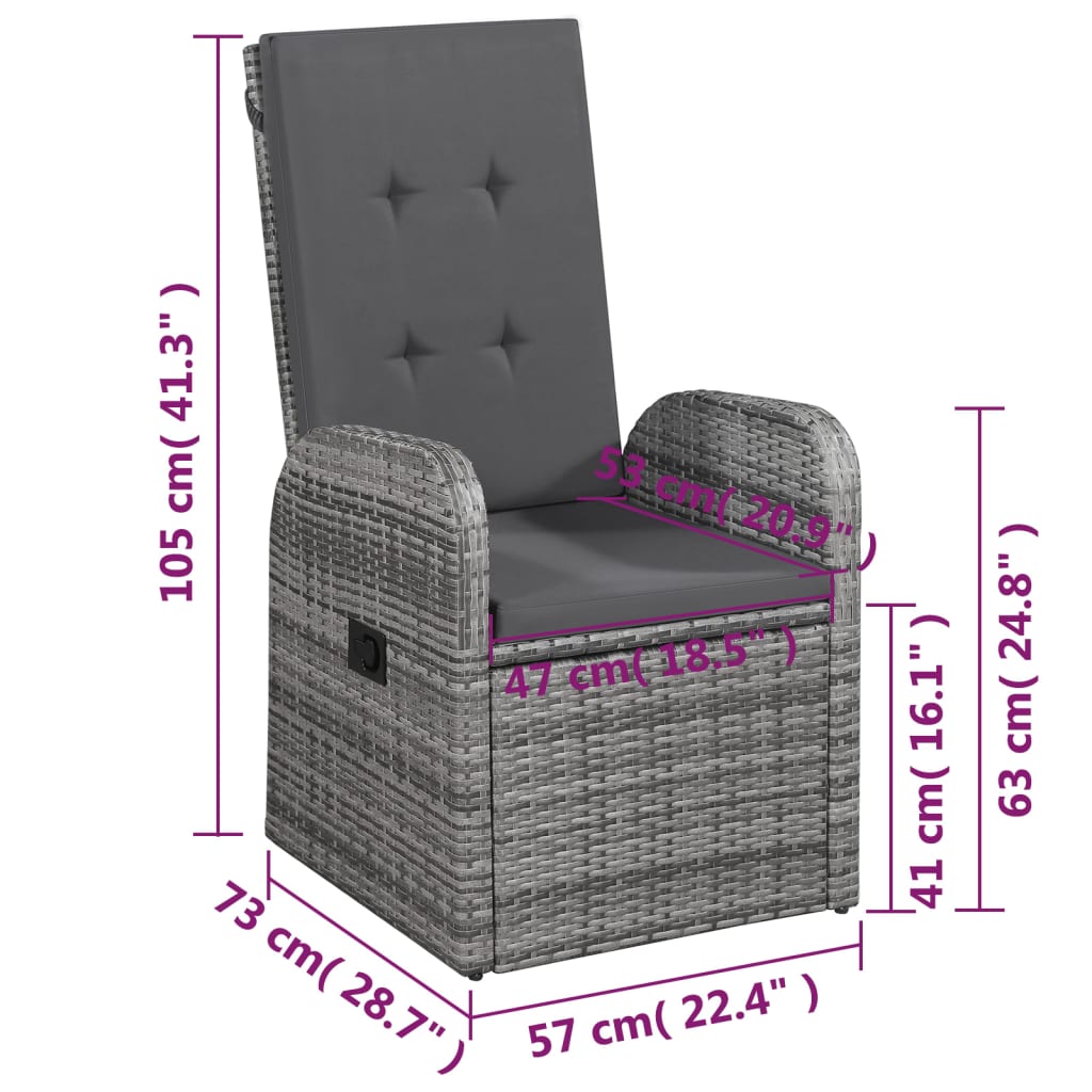 vidaXL Salle à manger de jardin 5 pcs Gris