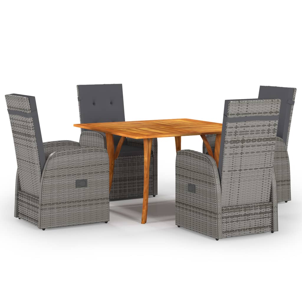 vidaXL Salle à manger de jardin 5 pcs Gris