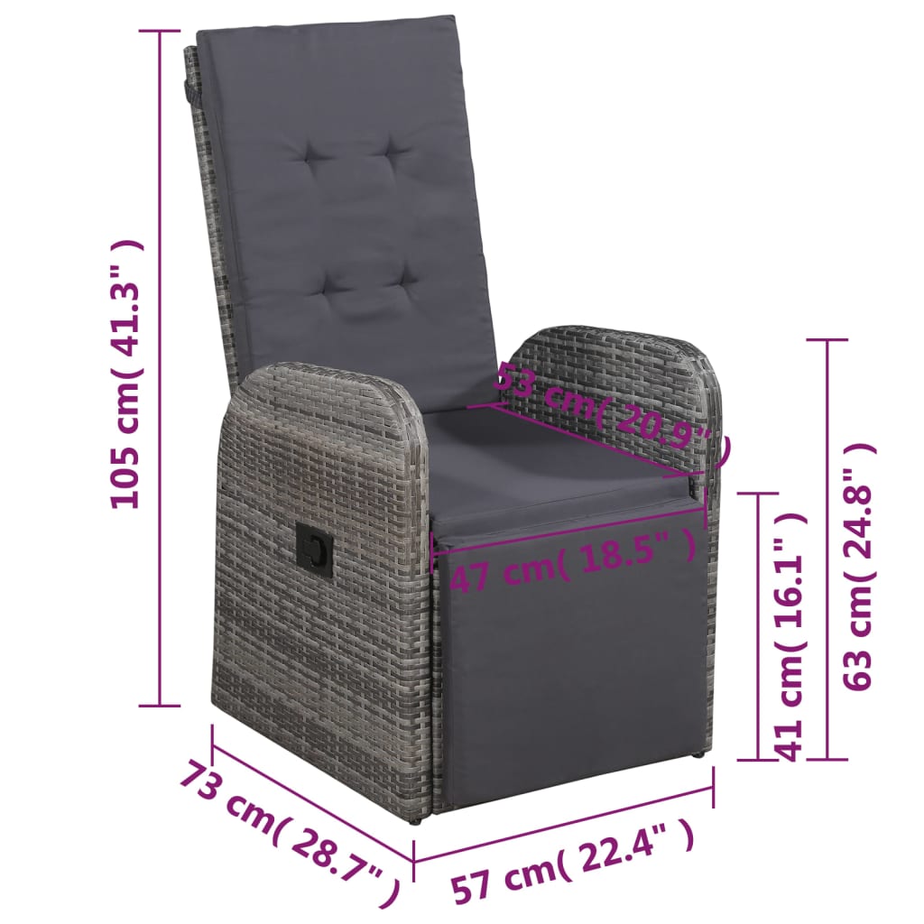 vidaXL Salle à manger de jardin 5 pcs Gris