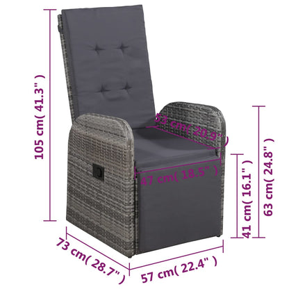 vidaXL Salle à manger de jardin 5 pcs Gris