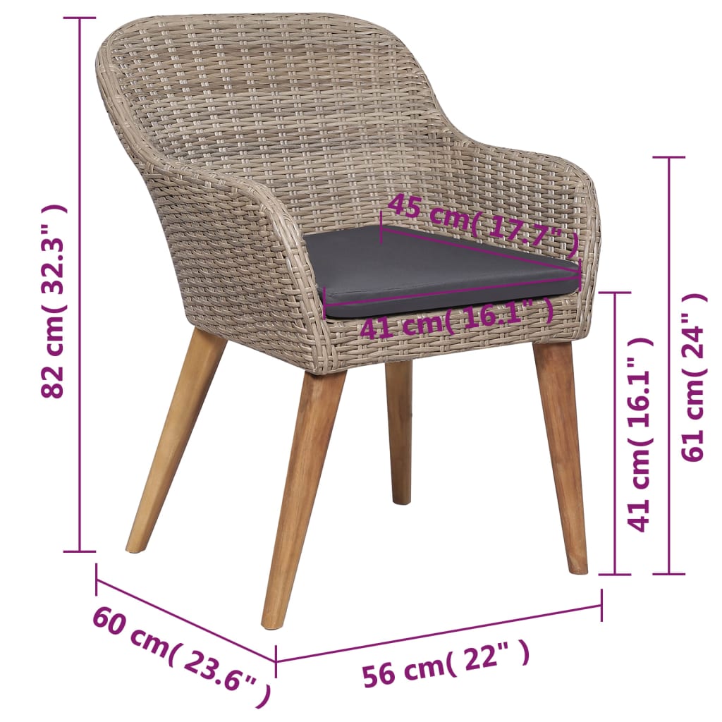 vidaXL Ensemble de salle à manger de jardin 5 pcs marron