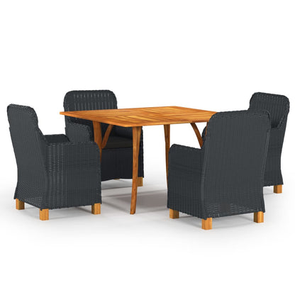 vidaXL Ensemble repas de jardin 5 pcs Gris foncé
