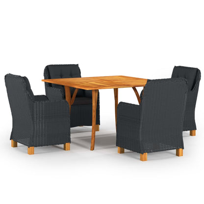 vidaXL Ensemble repas de jardin 5 pcs Gris foncé