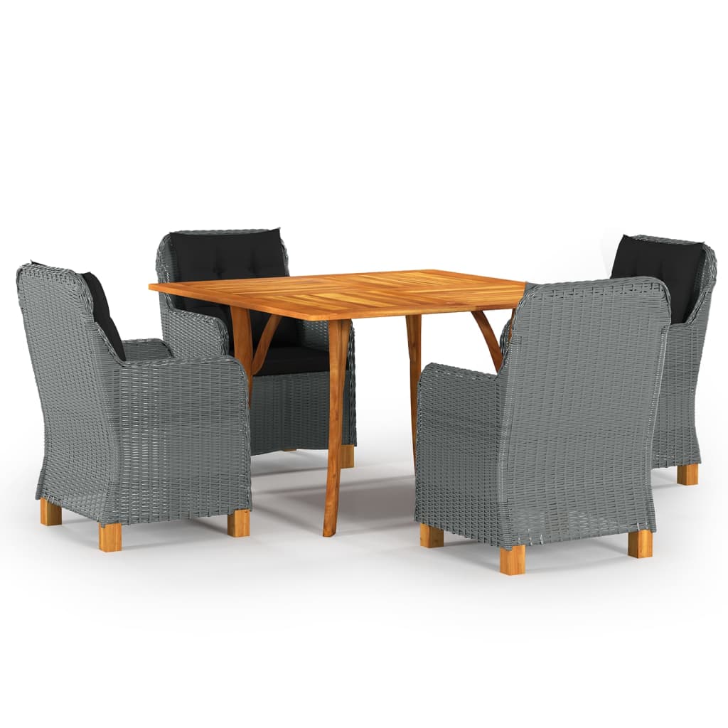 vidaXL Ensemble repas de jardin 5 pcs Gris clair