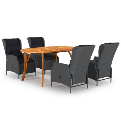 vidaXL Ensemble repas de jardin 5 pcs Gris foncé