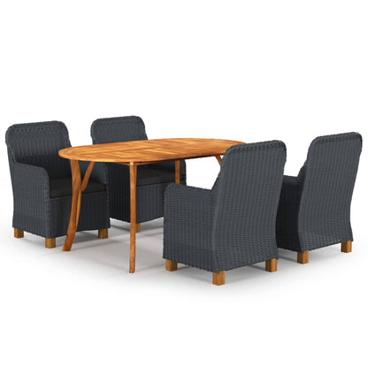 vidaXL Ensemble repas de jardin 5 pcs Gris foncé
