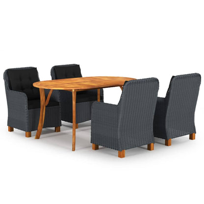 vidaXL Ensemble repas de jardin 5 pcs Gris foncé