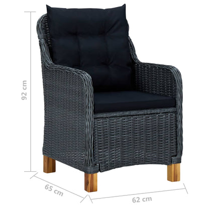vidaXL Ensemble repas de jardin 5 pcs Gris foncé