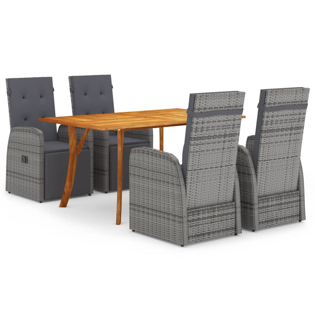 vidaXL Salle à manger de jardin 5 pcs Gris