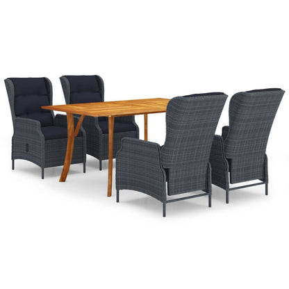 vidaXL Ensemble repas de jardin 5 pcs Gris foncé