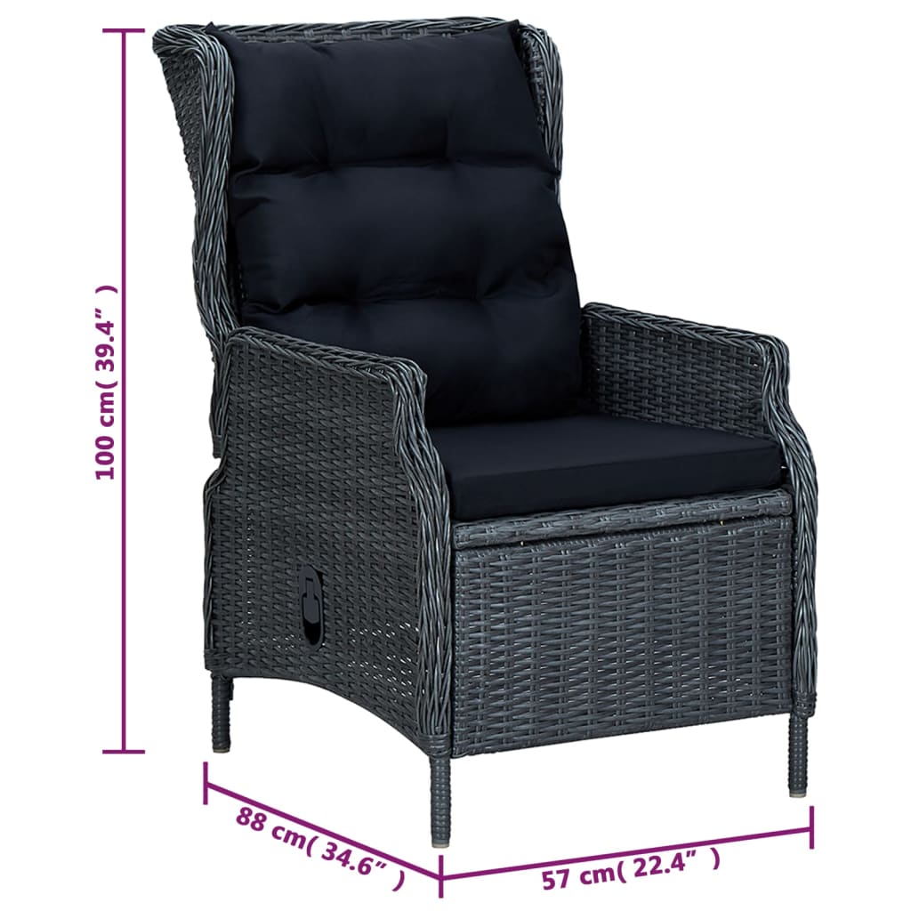vidaXL Ensemble repas de jardin 5 pcs Gris foncé