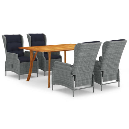 vidaXL Ensemble repas de jardin 5 pcs Gris clair