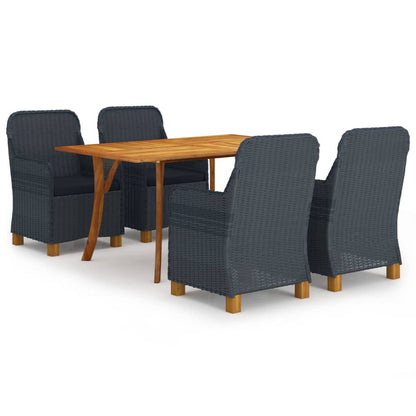vidaXL Ensemble repas de jardin 5 pcs Gris foncé