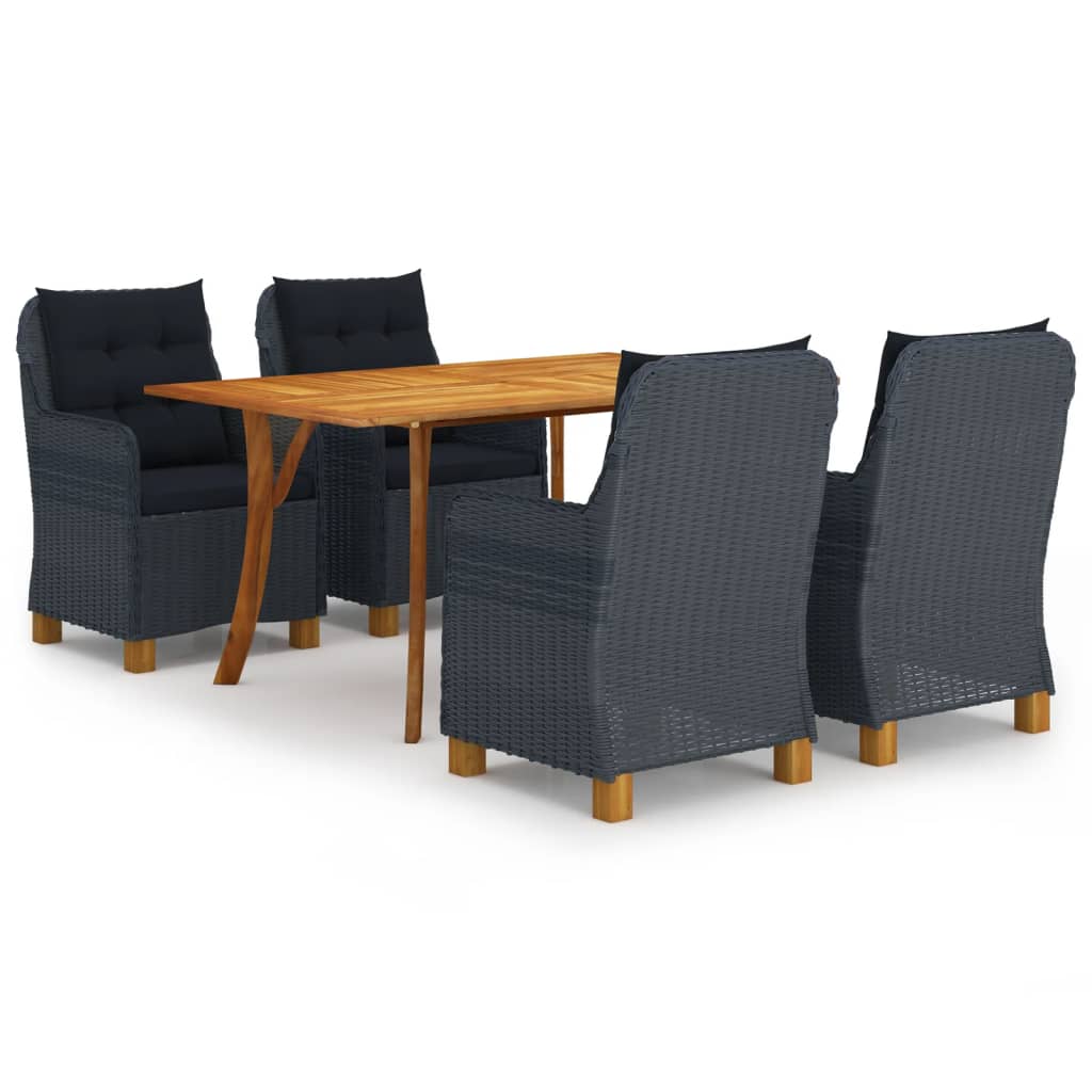 vidaXL Ensemble repas de jardin 5 pcs Gris foncé