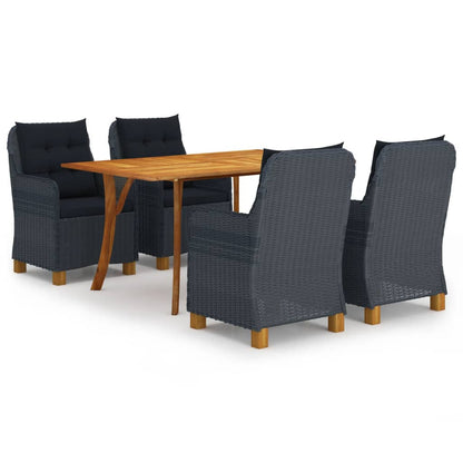 vidaXL Ensemble repas de jardin 5 pcs Gris foncé