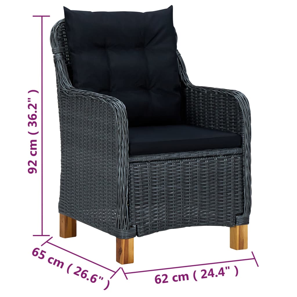 vidaXL Ensemble repas de jardin 5 pcs Gris foncé