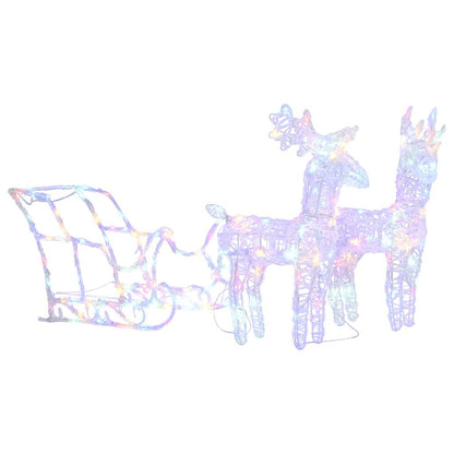 Rentiere & Schlitten Weihnachtsdekoration 160 LEDs 130 cm Acryl