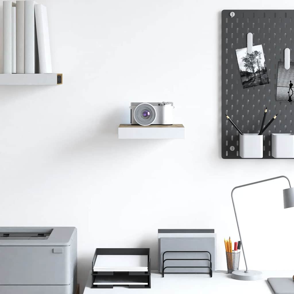 vidaXL Étagère murale aspect chêne et blanc 23x23,5x3,8 cm MDF