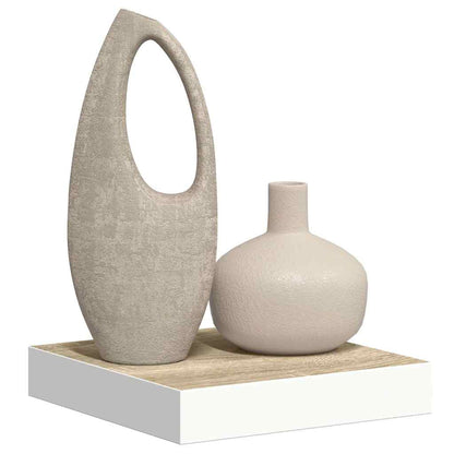 vidaXL Étagère murale aspect chêne et blanc 23x23,5x3,8 cm MDF