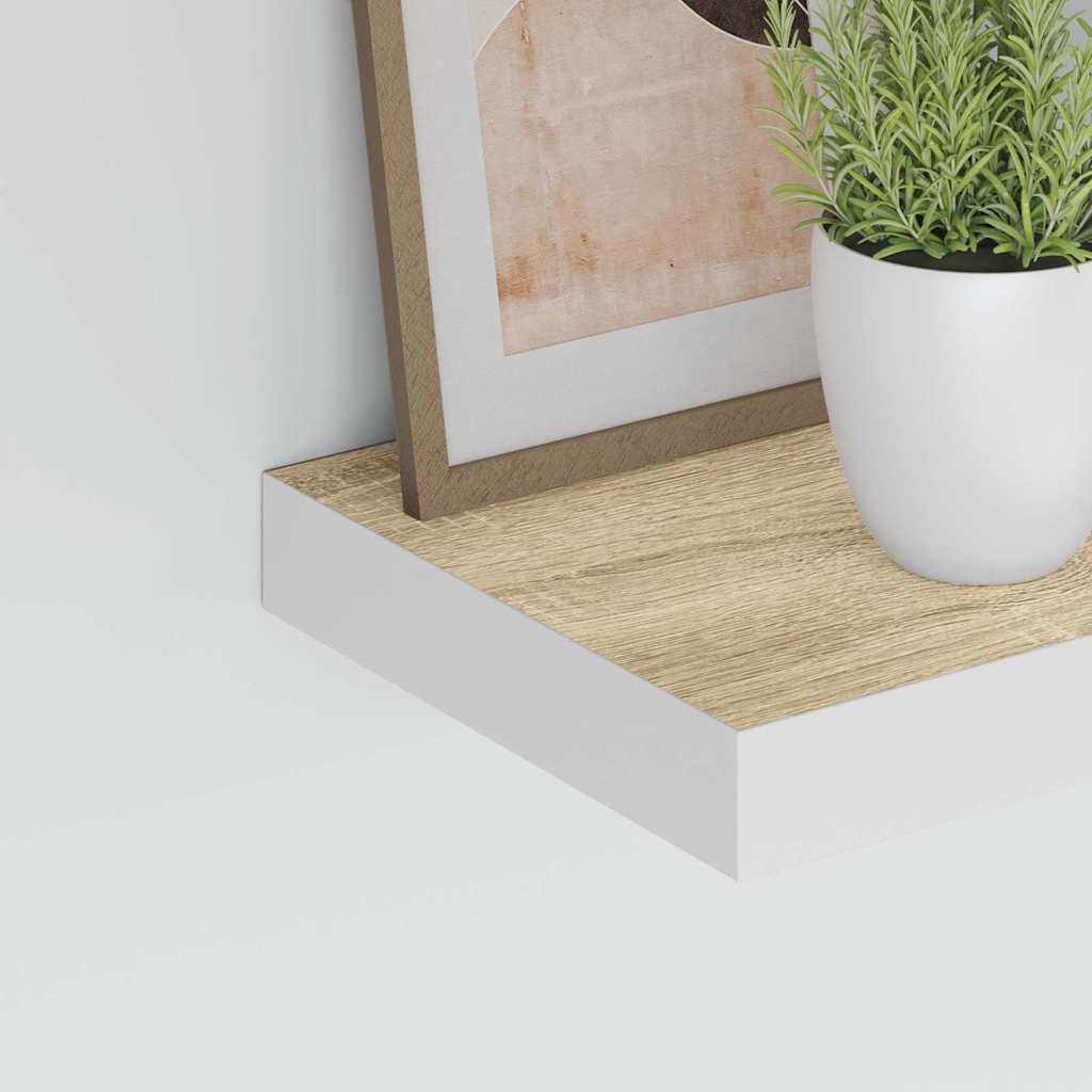 vidaXL Étagères murales flottantes 2 pcs aspect chêne et blanc 23x23,5x3,8 cm MDF