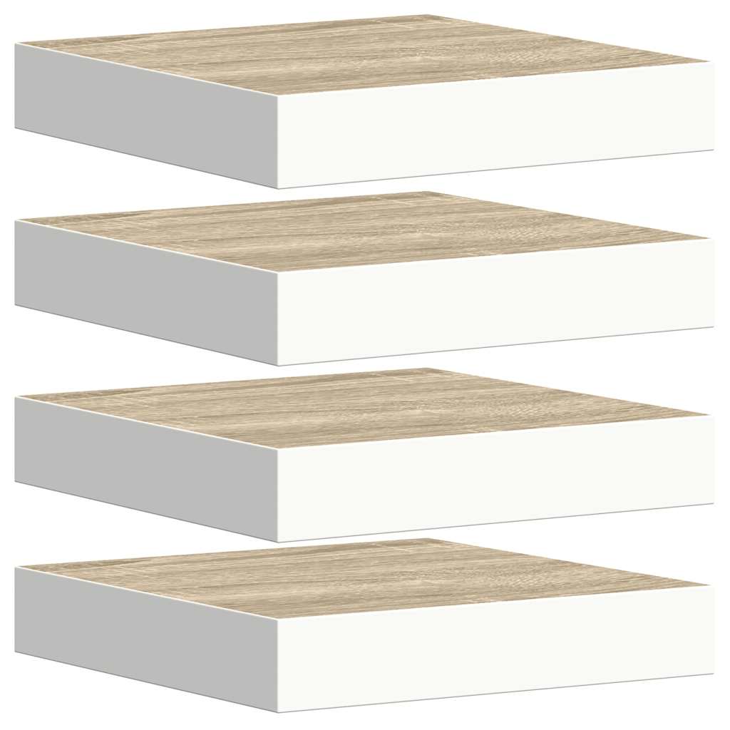 vidaXL Étagères flottantes 4 pcs aspect chêne et blanc 23x23,5x3,8 cm MDF