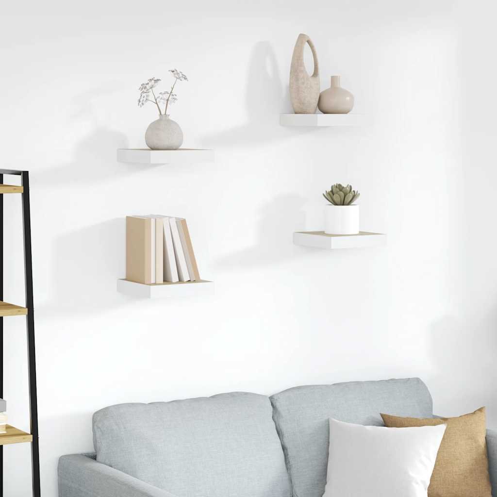 vidaXL Étagères flottantes 4 pcs aspect chêne et blanc 23x23,5x3,8 cm MDF