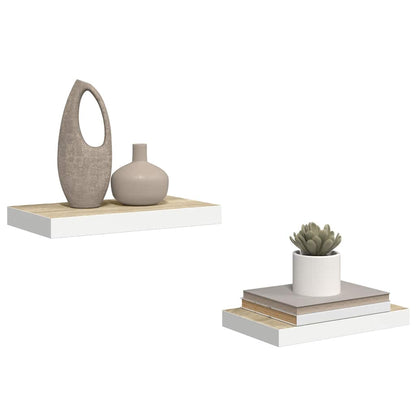 vidaXL Étagères flottantes 2 pcs Aspect Chêne et Blanc 40x23x3,8 cm MDF