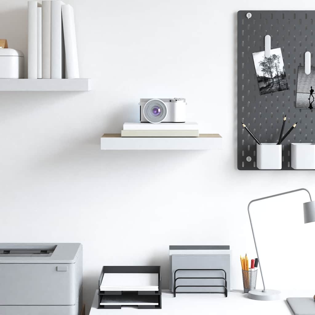 vidaXL Étagère murale aspect chêne et blanc 50x23x3,8 cm MDF