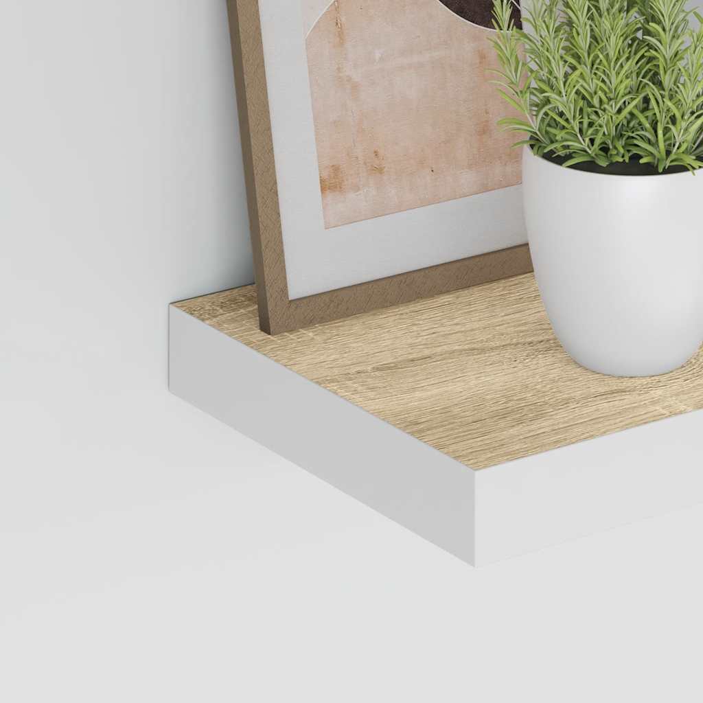 vidaXL Étagères flottantes 2 pcs Aspect Chêne et Blanc 50x23x3,8 cm MDF