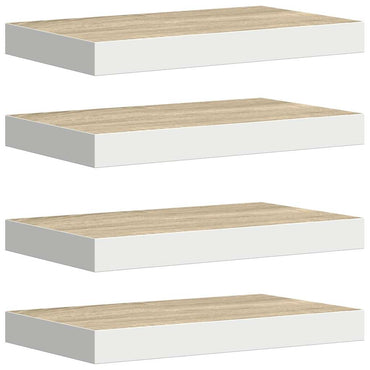vidaXL Étagères flottantes 4 pcs aspect chêne et blanc 50x23x3,8 cm MDF
