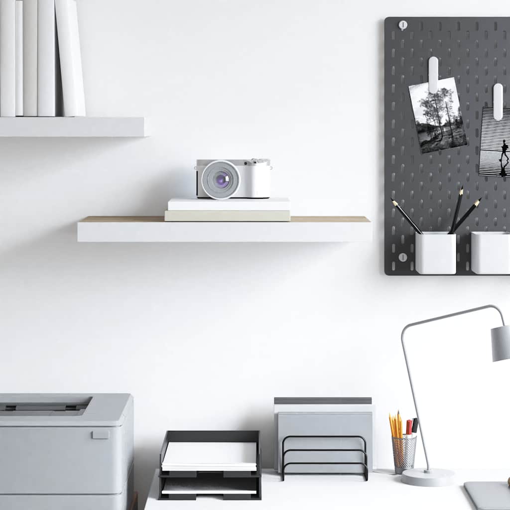 vidaXL Schweberegal Eichen-Optik und Weiß 60x23,5x3,8 cm MDF