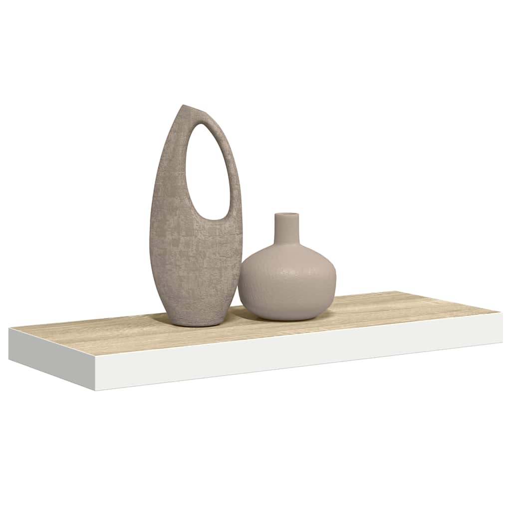 vidaXL Schweberegal Eichen-Optik und Weiß 60x23,5x3,8 cm MDF