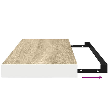 vidaXL Schweberegal Eichen-Optik und Weiß 60x23,5x3,8 cm MDF