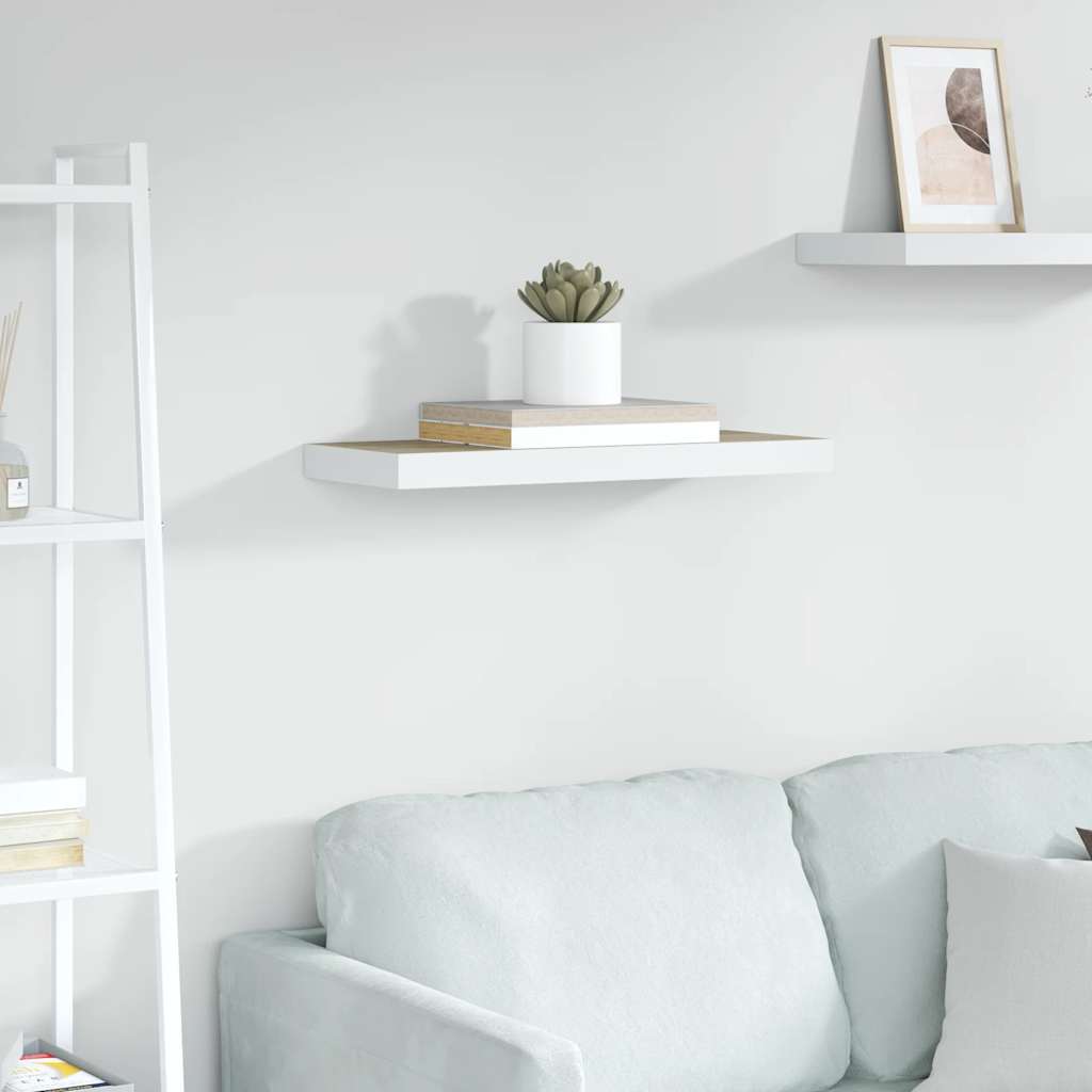 vidaXL Schweberegal Eichen-Optik und Weiß 60x23,5x3,8 cm MDF