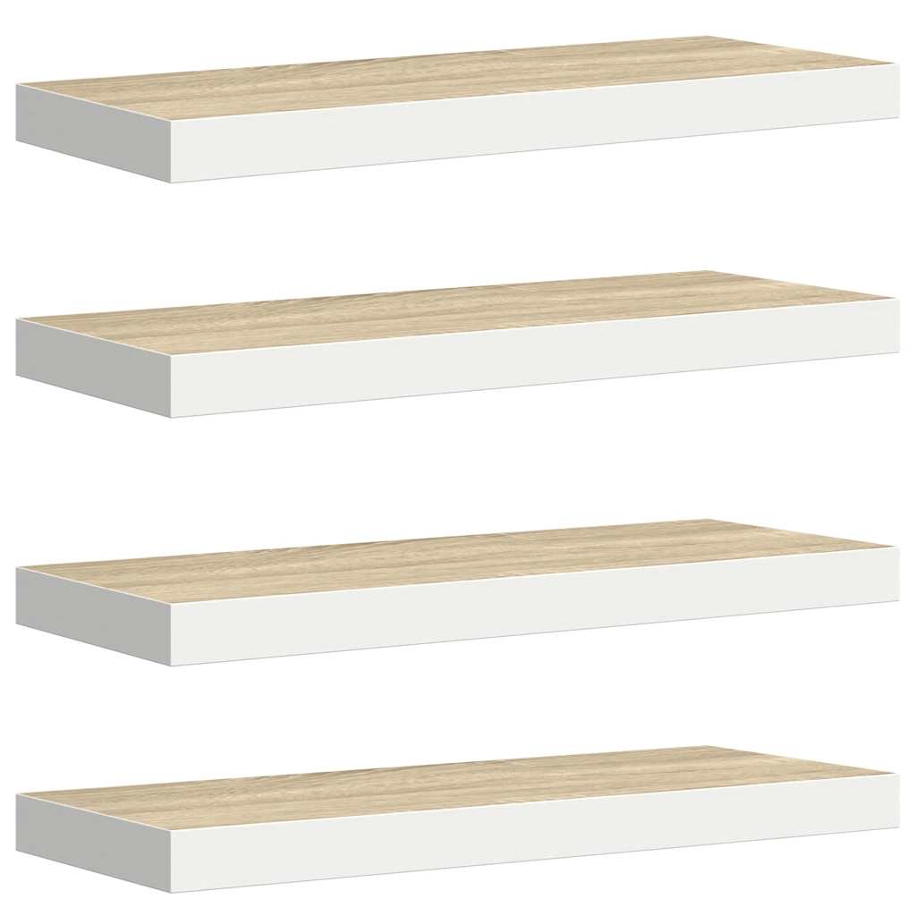 vidaXL Schweberegale 4 Stk. Eichen-Optik und Weiß 60x23,5x3,8 cm MDF